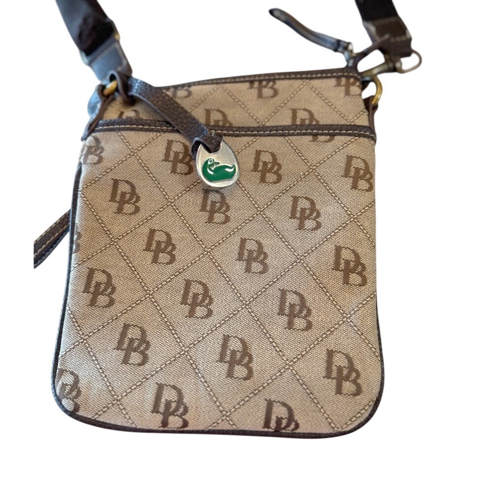 Dooney & Bourke Tan Brown Crossbody‎ with Green Accent